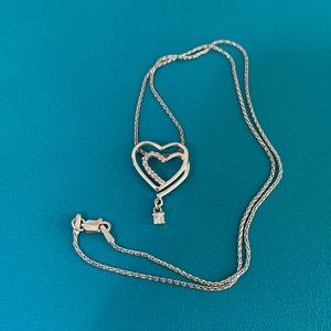 14k White Gold Diamond Heart Necklace